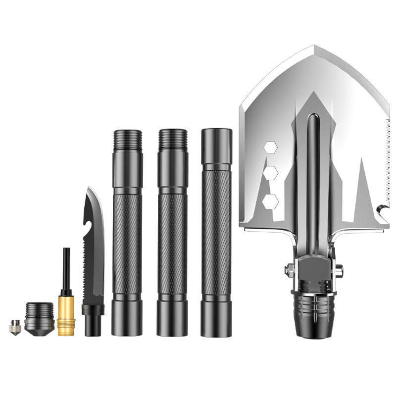 New IPRee 8 In 1 Folding Camping Shovel Outdoor Safety Survival Emergency Spade