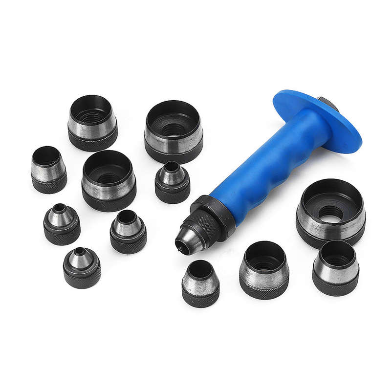 14pcs 5mm to 35mm Heavy Duty Leather Rubber Hollow Punches Set Hole Punch Tools