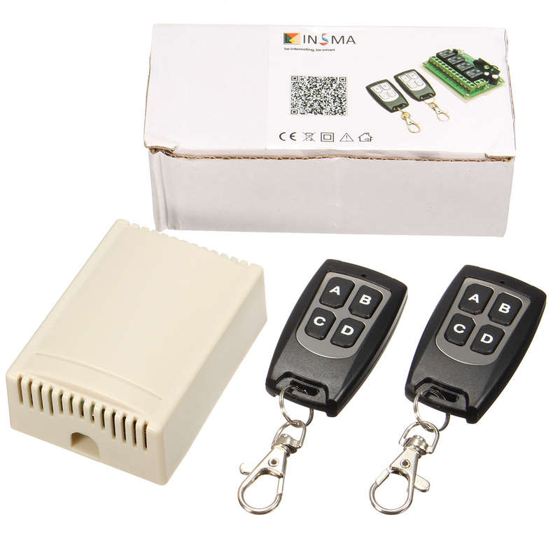 4CH 200M Wireless Remote Control Relay Switch Receiver + 2 Transceiver 4 Channel 12V DC for Smart Ho
