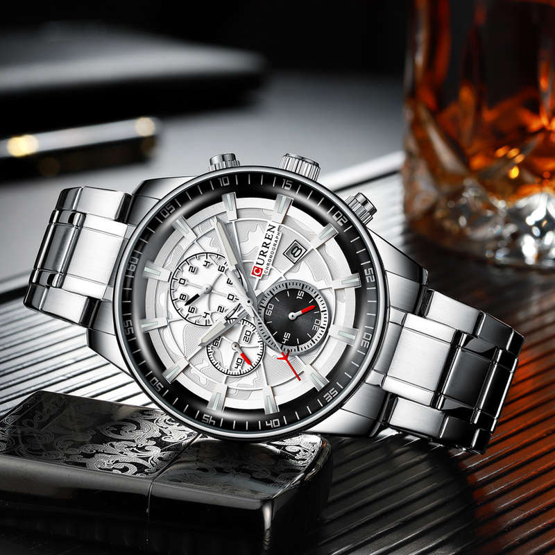 CURREN 8362 Full Steel Business Style Men Wrist Watch Luminous Display Quartz Watch