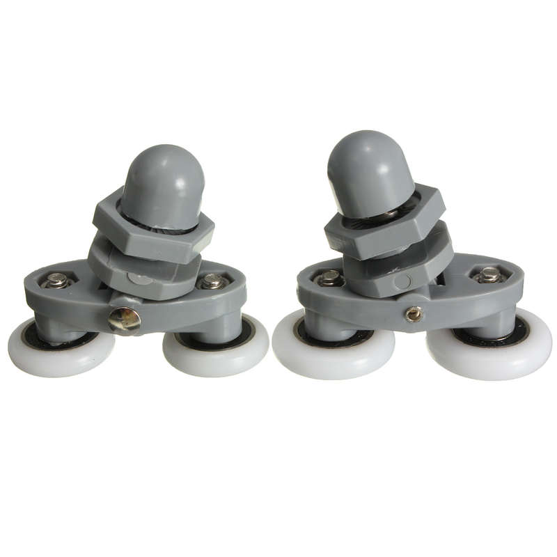 4PCS Twin Bottom Top Shower Door Rollers Pulleys Wheels Runner Slider 20mm Shower Faucet Accessories