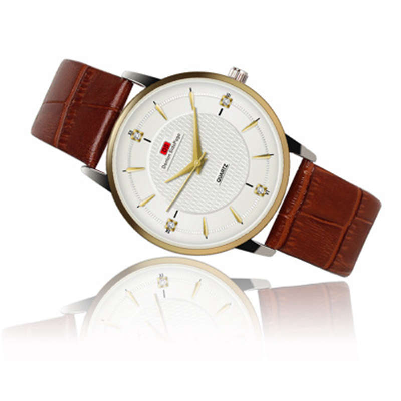 DEFFRUN ANT4281 Simple Dial Design Leather Band Waterproof Business Style Men Watch Quartz Watch
