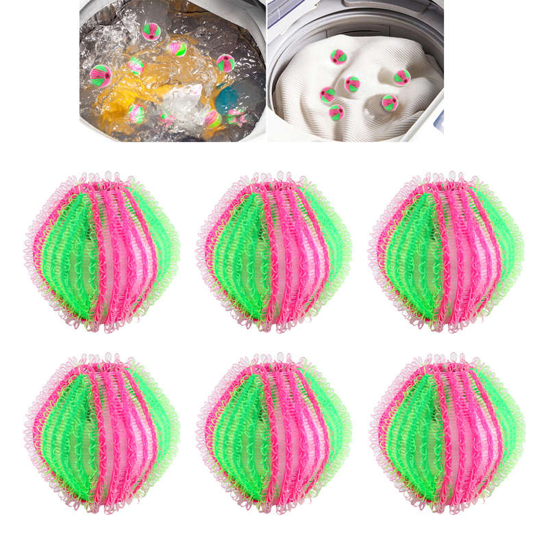 6Pcs Washing Machine Hair Remover Laundry Ball Fluff Cleaning Lint Fuzz Grab...