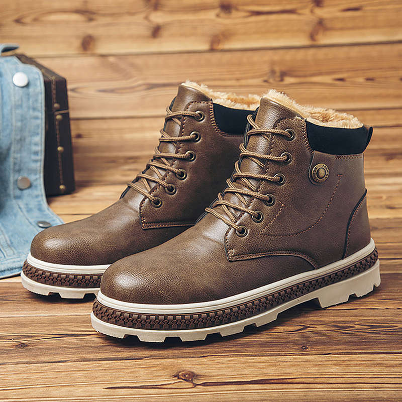 Men Warm Plush Lining Casual Round Toe Soft Sole Business Ankle Boots