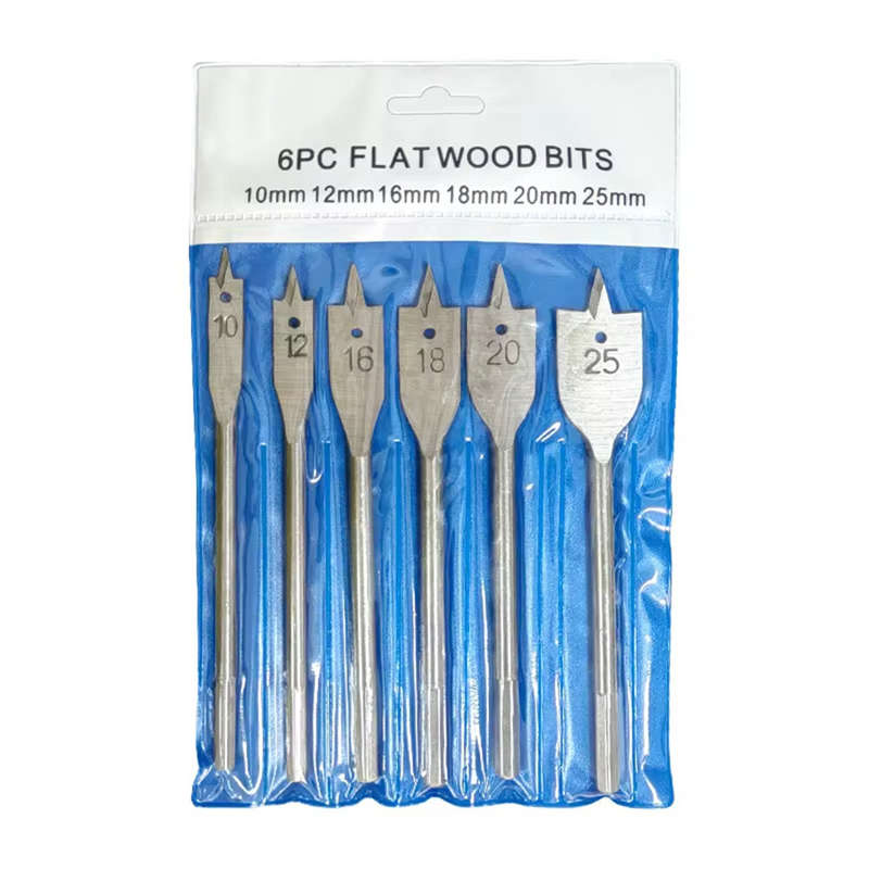 6PCS Three-Pointed Flat Drill Bit Set High Carbon Steel HRC50 Heat Treated Woodworking Tool for Tabl