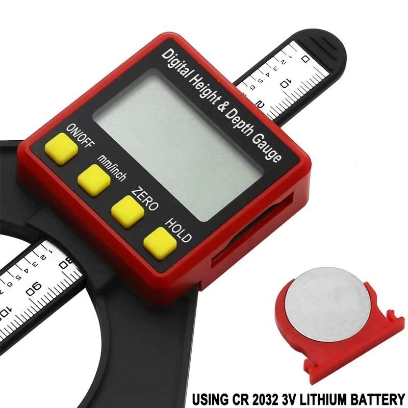 Digital Depth Gauge LCD Height Gauges Calipers With Magnetic Feet For Router Tables Woodworking Meas
