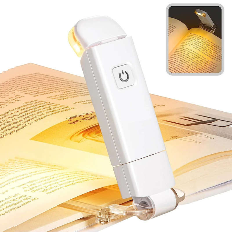 USB Rechargeable Book Reading Light Brightness Adjustable LED Clip on Book Light Eye Care Book Lamp
