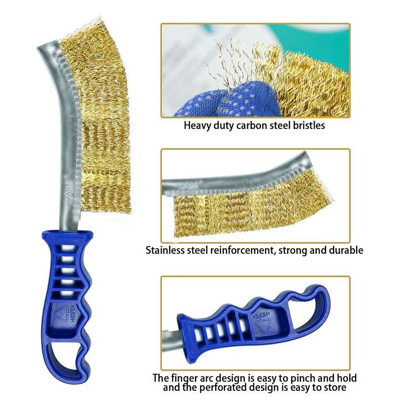 2PCS Heavy Duty Wire Brushes for Cleaning Rust Removal Carbon and Stainless Steel Bristles 11" Long