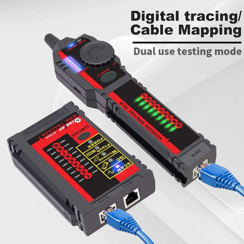 TOOLTOP ET606 Network Cable Tester POE Test 3KM Digital Cable Tracing Cross Short Circuit Checking C