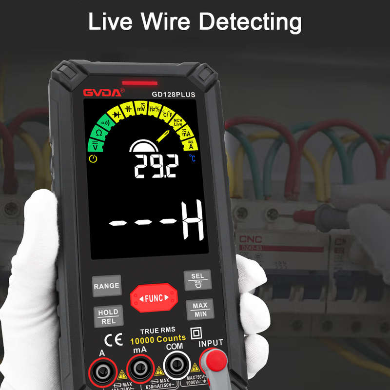 GVDA 128PLUS Smart Digital Multimeter 9999 counts LCD Color Display DC AC Voltage Current True RMS M