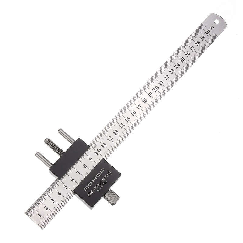Mohoo Steel Ruler Positioning Block Angle Scriber Line Marking Gauge for Ruler Locator Carpentry Scr