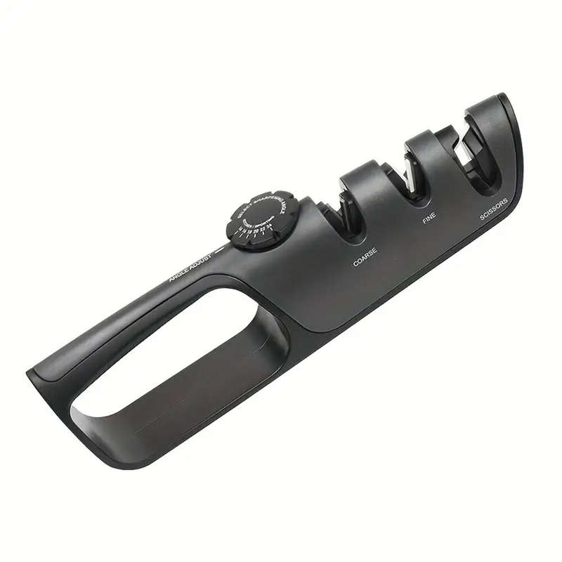 DMD 3-Stage Knife Scissors Sharpener Manual Professional Sharpening Tool with Grip and 6 Adjustable