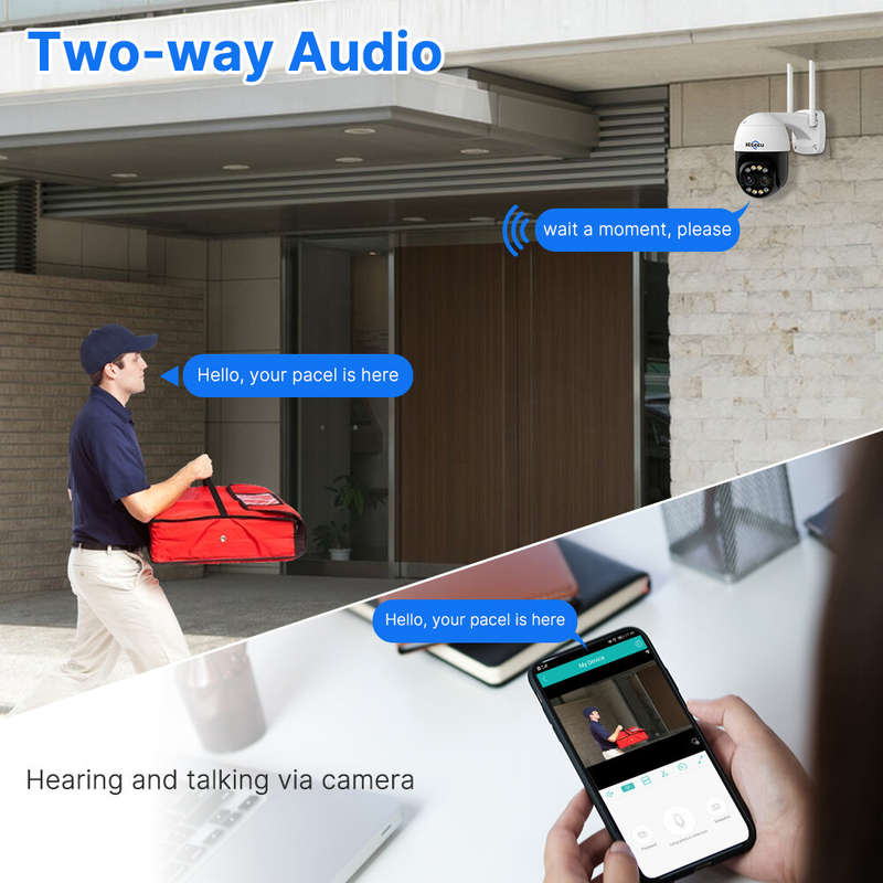Hiseeu 4MP+4MP Dual Lens Wifi PTZ IP Camera 2.8+12mm 8X Zoom CCTV Video Surveillance Camera Color Ni