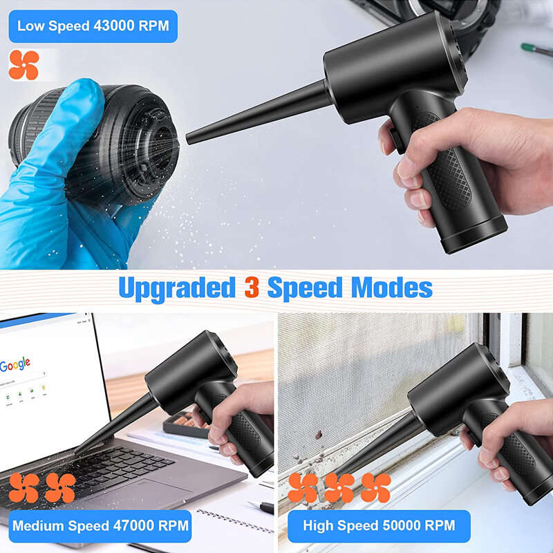 50000 RPM Cordless Portable Compressed Air Duster Rechargeable Wireless Electric Air Keyboard Electr