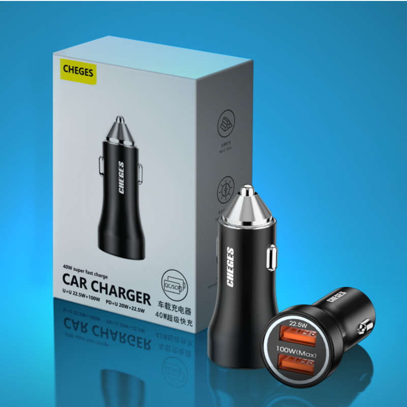 CGS-01 12-24V Dual USB Car Charger 100W+22.5W for Mobil Tablet Charging Compatible with for Huawei f