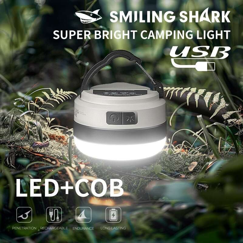 SMILING SHARK Multifunctional Portable Adjustable Lantern Outdoor Camping Tent Light Rechargeable Em