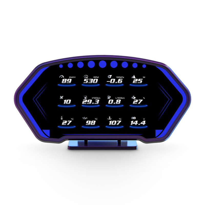 6-inch LCD Screen P3 Car Head Up Display 36 Function OBD+GPS Dual System HUD Slope Meter Acceleromet