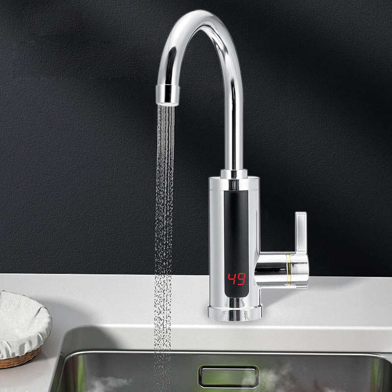 AGSIVO 3000W Instant Electric Water Heater Faucet Tap Tankless LED Digital Display Stainless Steel E