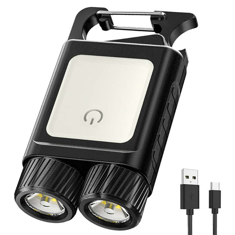2 in1 Mini Outdoor Portable LED Flashlight Lantern Type-C USB Charging Work Lamp Power Display Multi
