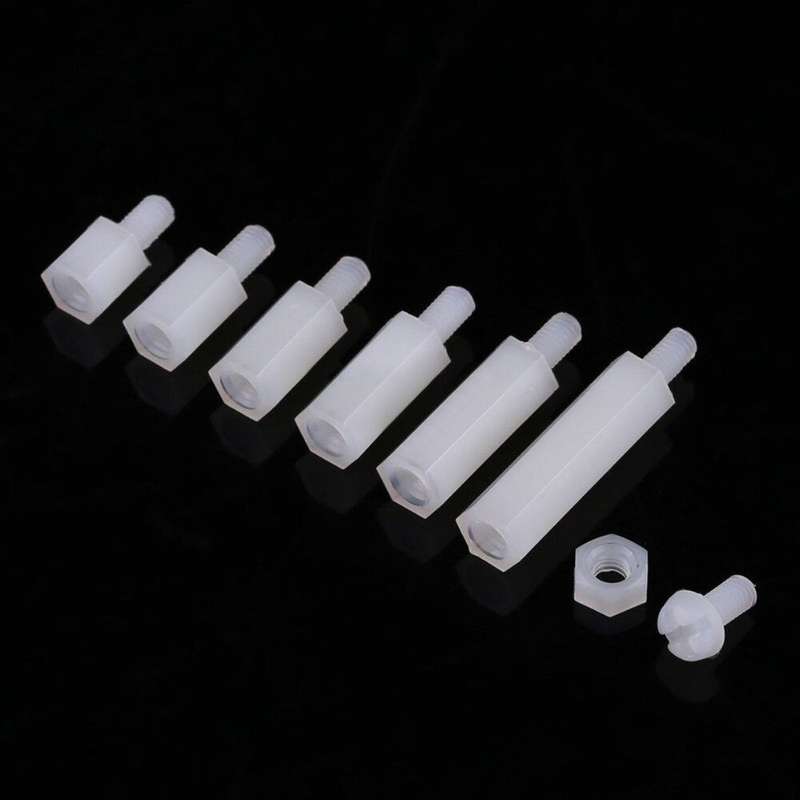 180pcs M3 Nylon White M-F Hex Standoff Spacers Screw Nut Assortment Kit with Box