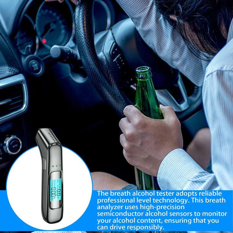 2024 Professional Alcohol Tester with Digital LCD Display High Accuracy Drive Personal Breathalyzer