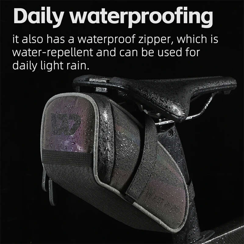 WEST BIKING 1.8L Large Capacity Colorful Reflective Bike Bag MTB Road Bike Under Seat Rear Tool Mesh