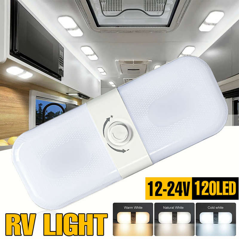 12V 120 LED Car Ceiling Dome Roof Light Interior Light Lamp Dimmable Switch For Camper Van Caravan M