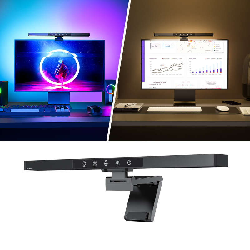 BlitzMax BM-CS1 RGB Monitor Light Bar Asymmetric Forward Projection Design & Anti-Glare Design For G