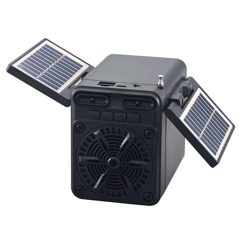 Solar Charging Emergency FM Radio Multifunctional BT Speaker Support TF Card/U-Disk for Outdoor Camp