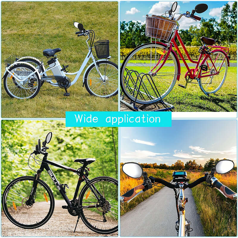 2pcs Bike Mirrors 360 Degree Adjustable Rotatable Handlebar Mirror Wide Angle Bicycle Rear View Mirr