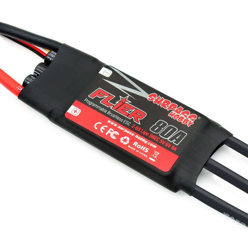SURPASS-HOBBY FLIER Series New 32-bit 80A Brushless ESC With 5V/6V 8A SBEC 2-6S Support Programming