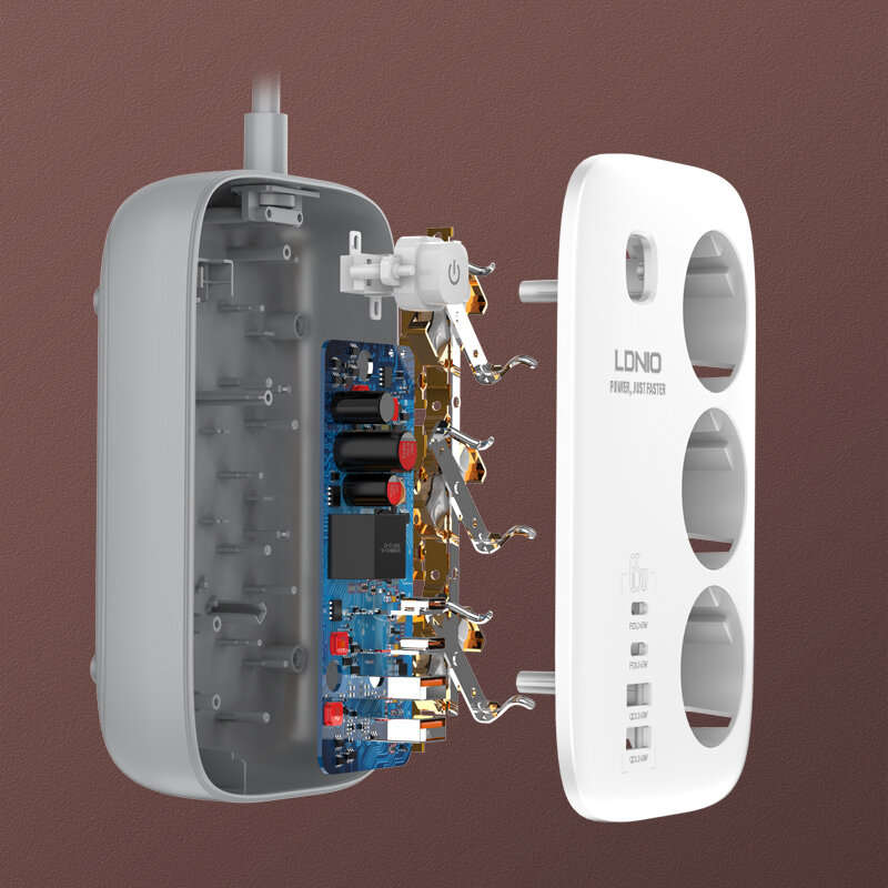 [GaN Tech] LDNIO 3250W 7-Port Power Strip 2USB-A+2USB-C+3 Socket PD QC3.0 Fast Charging Desktop Char