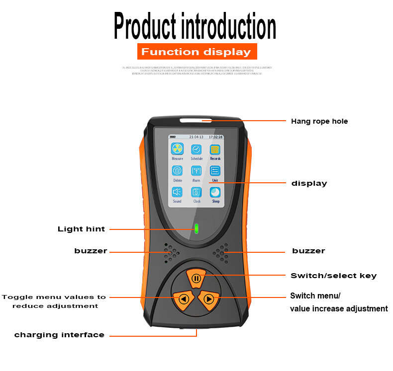 High Precision 0. 05uSv-50mSv Nuclear Radiation Tester Radioactive Tester with Built-in Battery TFT2