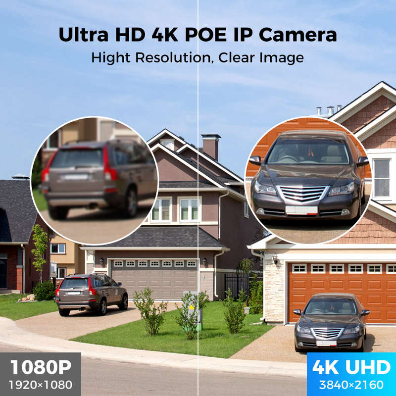 Hiseeu 4K 8MP PoE IP Camera Outdoors Night Vision Motion Detection Two-way Intercom H.265+ Video Sur