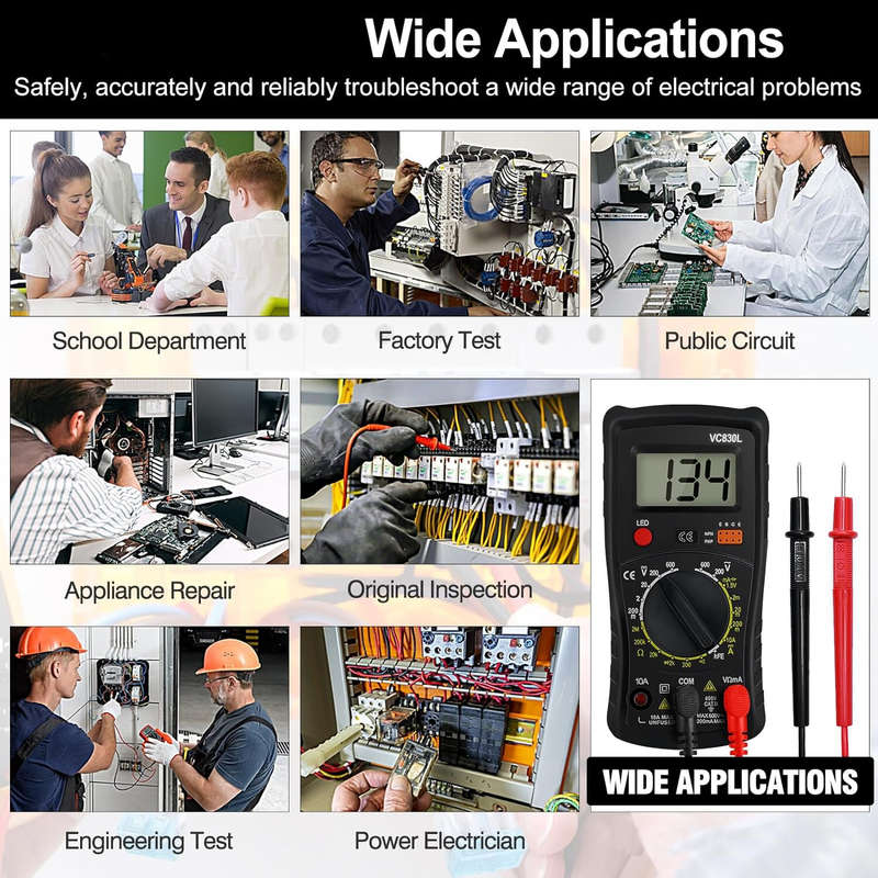 Digital Multimeter Pocket, Multifunction Battery Tester with Backlight Test Wire, Voltage Tester wit