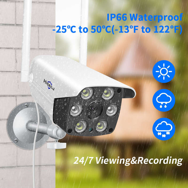 Hiseeu 3MP Wifi Video Surveillance CCTV Cameras Outdoor Security IP66 Wifi IP Cameras for Parking Lo