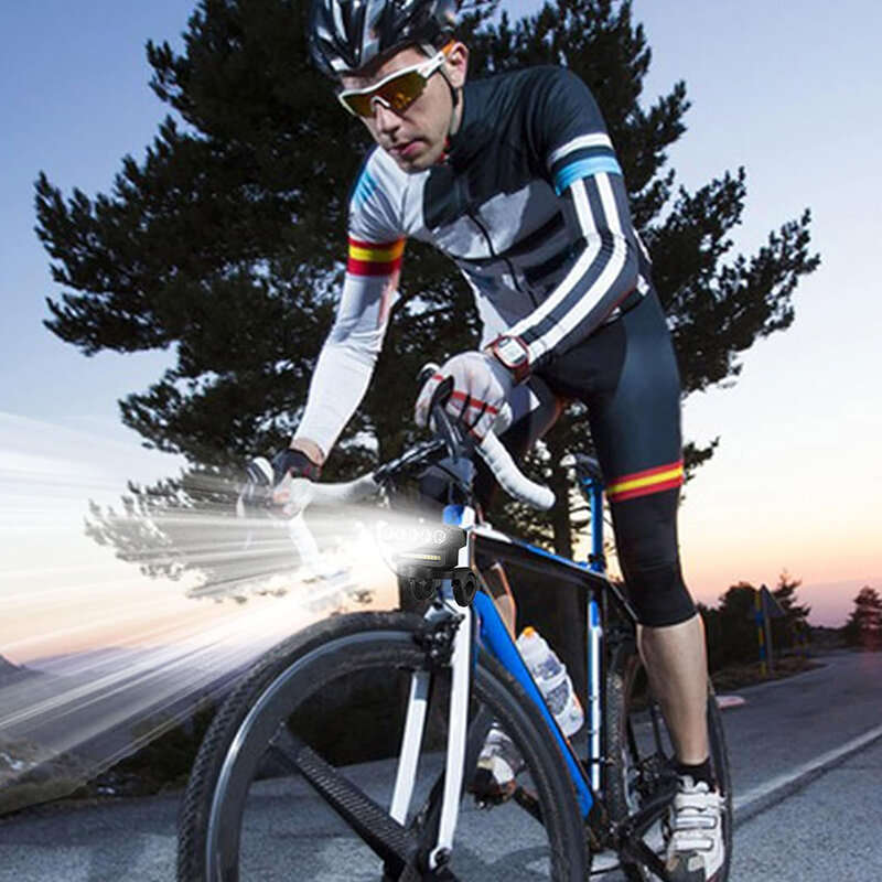 Cansses 2000mAh Battery Bike Headlight 5 Large LED Beads Type-C Charging 6 Light Modes Waterproof Bi