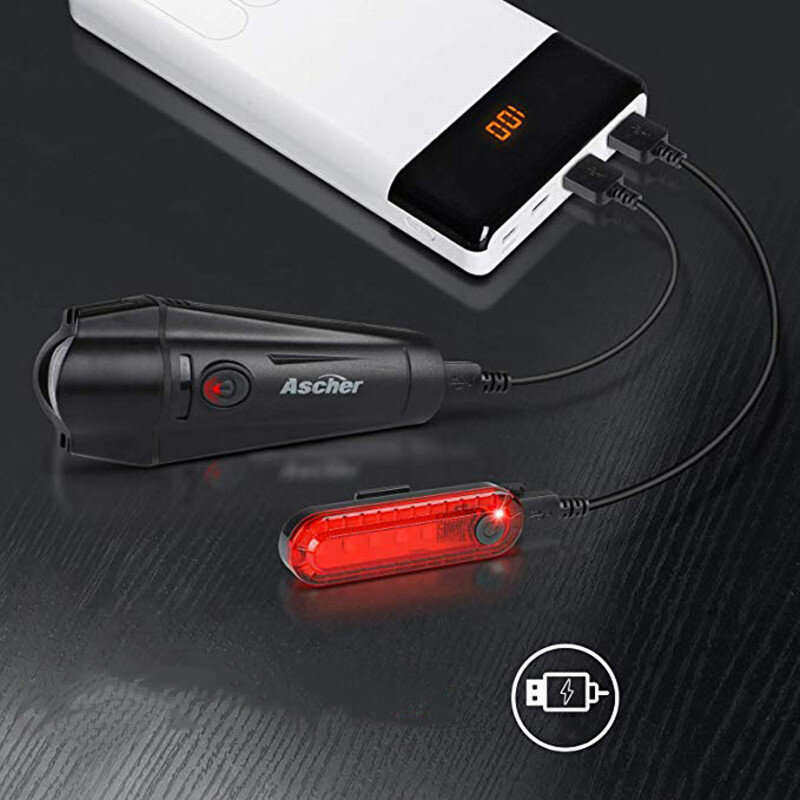 Bicycle Lights Set Powerful Front and Rear Taillight LED USB Rechargeable Waterproof Cycling Flashli