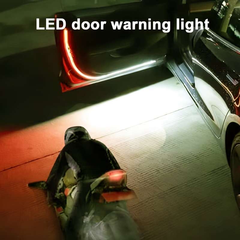 Set Of 2 1.5M Car LED Door Flowing Strip Lamp Car Door Streamer Warning Light Door Side Light Bar Re