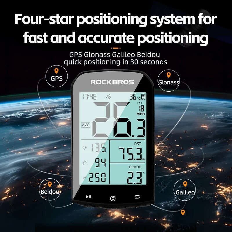 ROCKBROS M1 GPS Bicycle Computer 5.0 ANT Bluetooth Waterproof Wireless Bike Speedometer Bicycle Odom