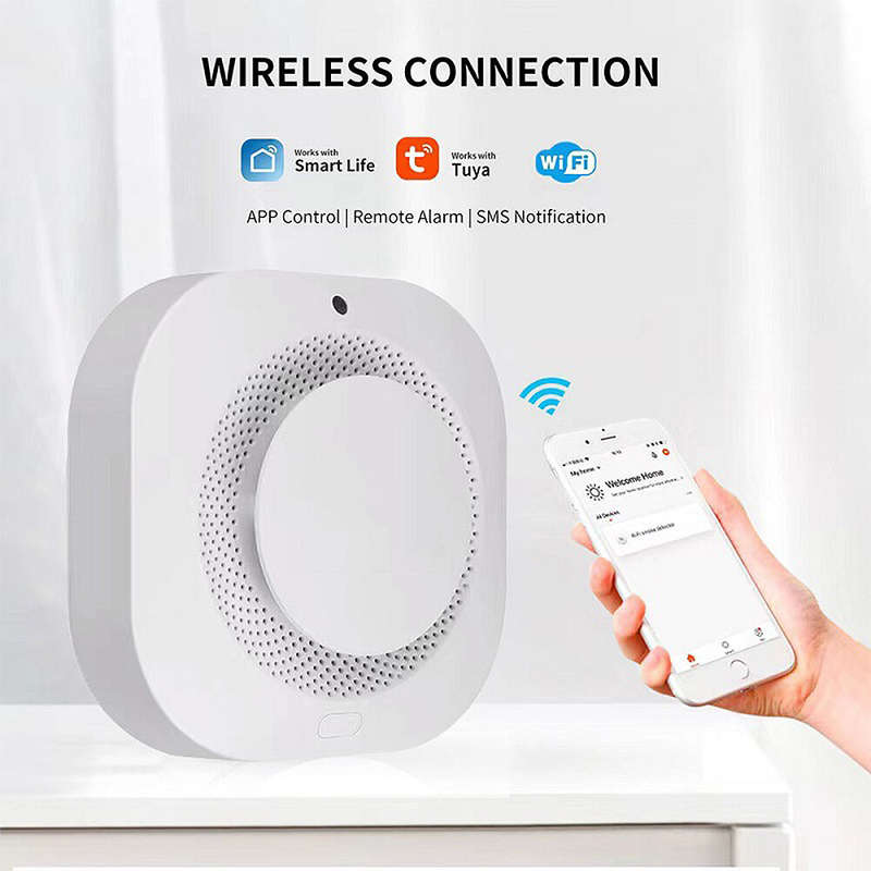 Tuya Wifi Smoke Sensor Fire Detection Alarm Smart Home Security Fire Protection Work with Alexa Goog