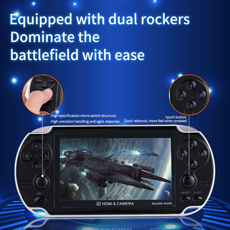 A3 4.3 inch 8G 20000 Games Retro Handheld Game Console MAME PS1 SFC MD Portable Camera MP5 LCD Recha