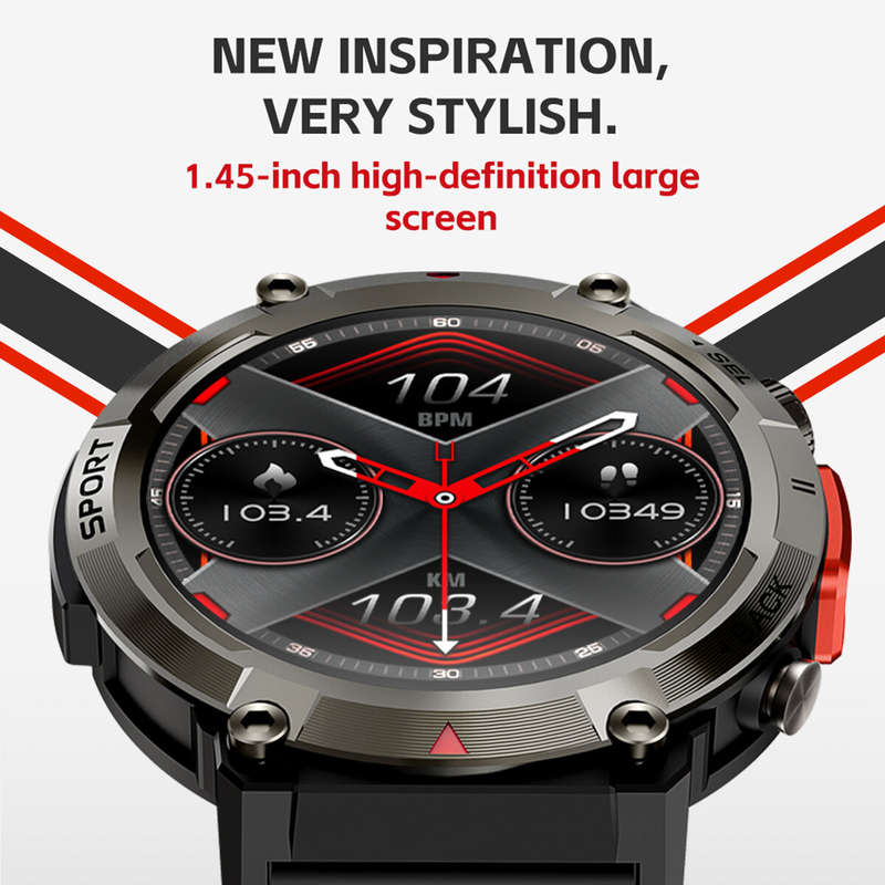 Bakeey 1.45 inch HD Screen Built-in Flashlight bluetooth Call Heart Rate Blood Pressure Blood Oxygen
