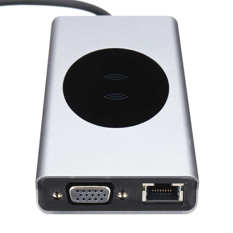 Basix 13 In 1 Triple Display USB-C Hub Docking Station Adapter With USB 3.0 / USB-C 2.0/ 15W Wireles