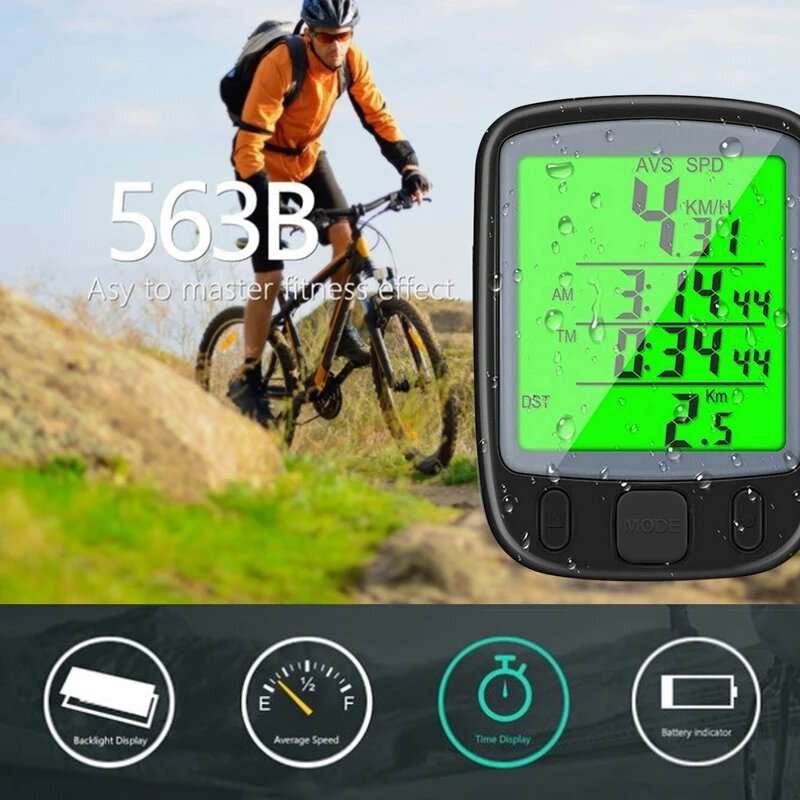 Wired Digital Bicycle Computer 1.6 inch LCD Screen Backlight Waterproof Odometer Stopwatch 32g Light