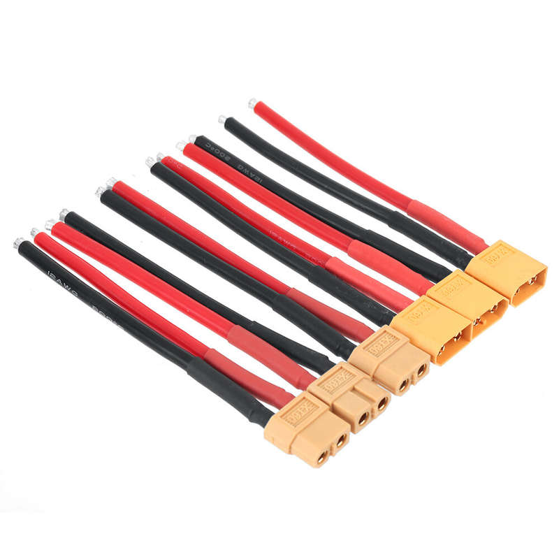 3Pairs XT60 Male Plug 12AWG 10cm Silicone Cable Wire