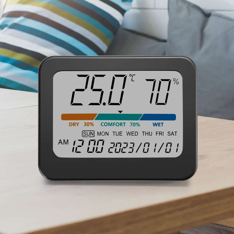 323 Multifunctional Indoor Thermometer with Humidity Gauge Accurate Readings Comfort Indicator Time