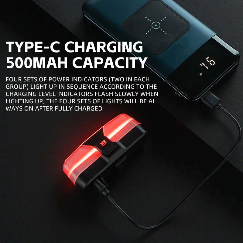 ROCKBROS REX01 Smart Brake Sensing Bike Taillight 500mAh Battery 5 Light Modes USB-C Rechargeable IP