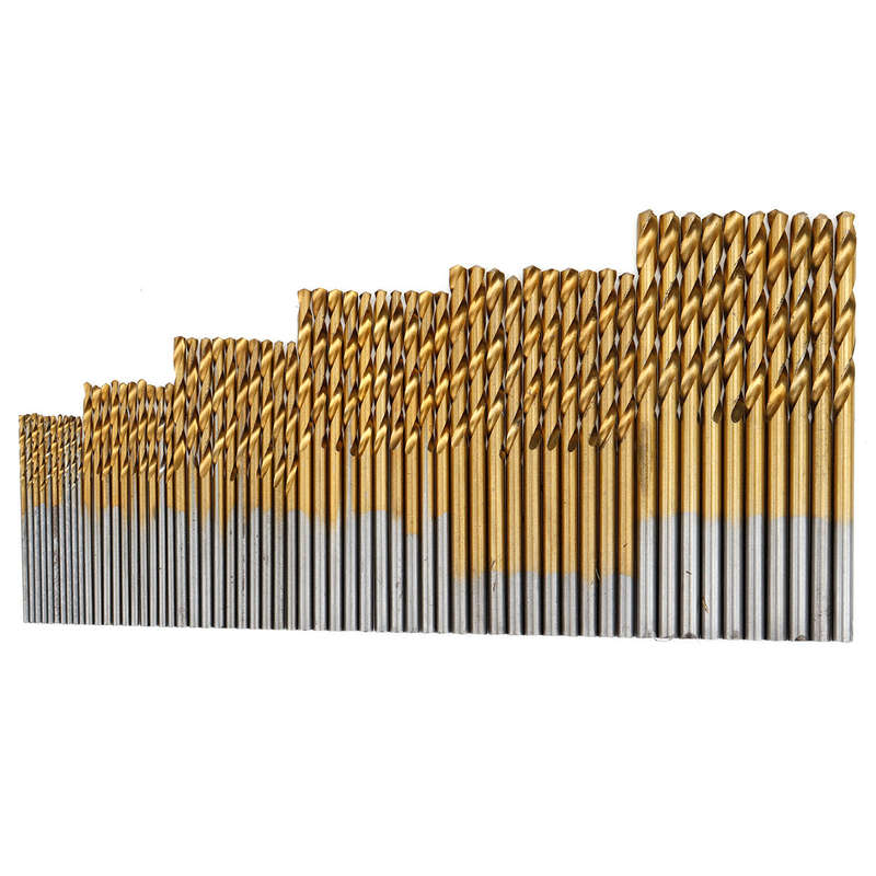 60PCS 1mm/1.5mm/ 2mm/2.5mm/3mm/3.5mm Titanium-Coated High-Speed Steel Twist Drill Bit Set Diverse Si