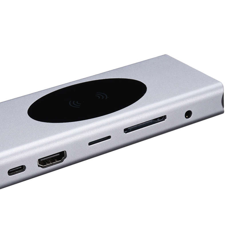 Basix 13 In 1 Triple Display USB-C Hub Docking Station Adapter With USB 3.0 / USB-C 2.0/ 15W Wireles